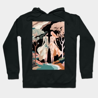 Lovers in the Woods - Two Women Hiking Through a Beautiful Forest Landscape Hoodie